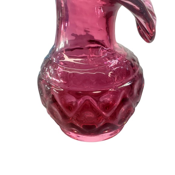 Antique Victorian Cranberry Jack in the Pulpit Vase Hand Blown Diamond Pattern - Picture 7 of 9